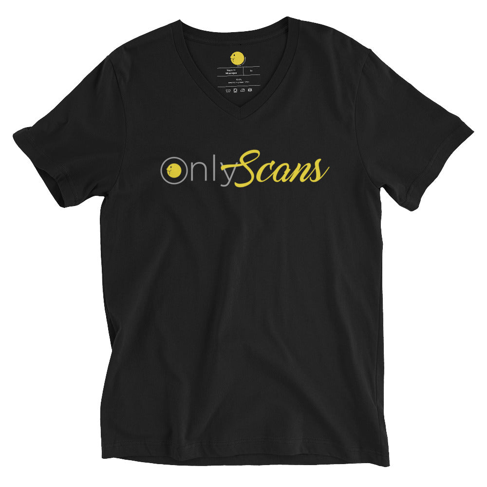 OnlyScans Black Unisex Short Sleeve V-Neck T-Shirt