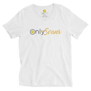 OnlyScans White Unisex Short Sleeve V-Neck T-Shirt